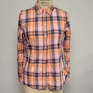 GAP Multicolor Plaid Boyfriend Shirt, 100% Cotton, Size S